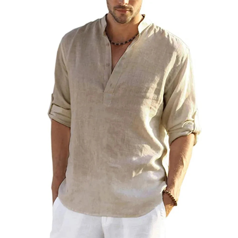 Camisa de lino de manga larga con botones
