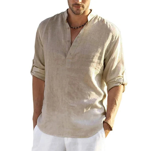 Camisa de lino de manga larga con botones